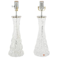 Pair of Orrefors Crystal Lamps