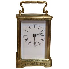 Antique Engraved Brass Carriage Clock