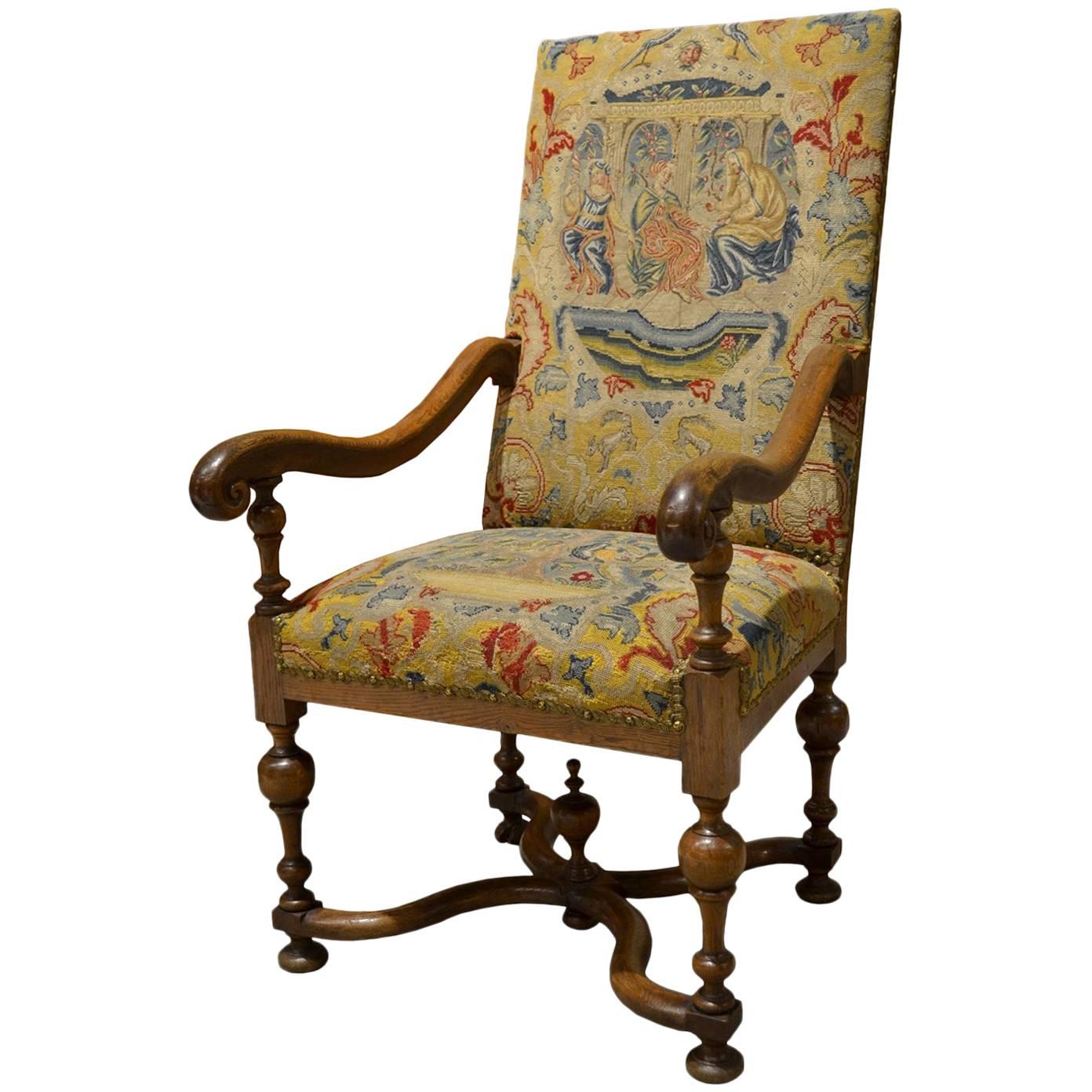 Needlepoint Continental Fauteuil For Sale