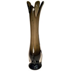 Grey and White Artistic Blown Murano Glass Vase, circa 1950