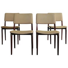 1960s Eugenio Gerli Midcentury Italian Wood and Fabric Dining Chairs for Tecno