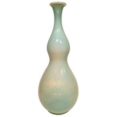 ARCHIMEDE SEGUSO Opal Blue Vase in Artistic Blown Glass of Murano, circa 1950