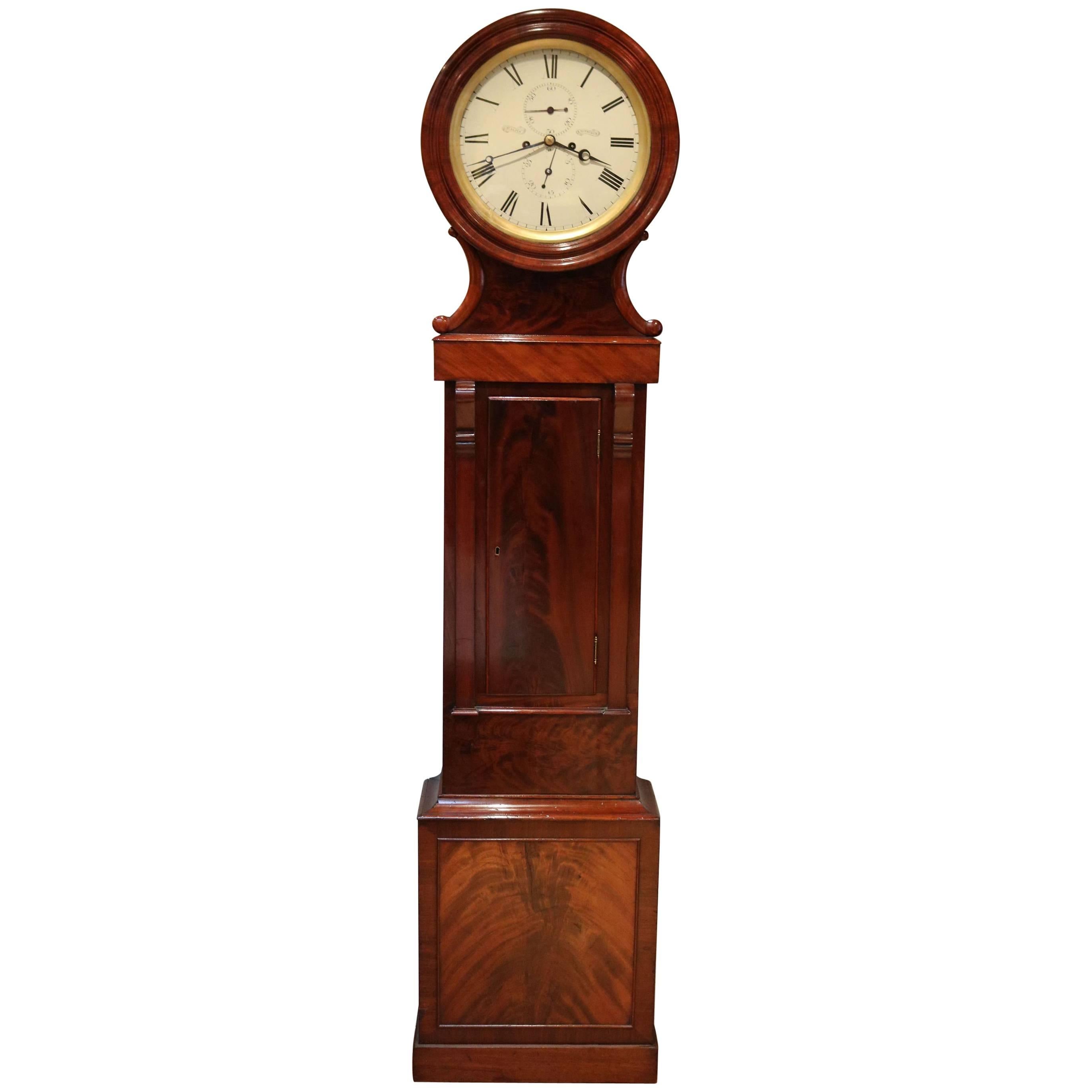 Scottish Mahogany Drumhead Longcase Clock For Sale