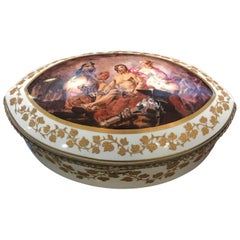 Large French Porcelain Hand-Painted Table Box