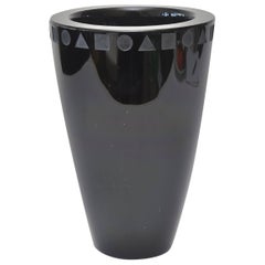 Ward Bennett for Sasaki Amethyst Black Glass Modernist Vase 