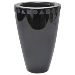 Ward Bennett for Sasaki Amethyst Black Glass Modernist Vase