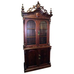 Armoire victorienne américaine du XIXe siècle en noyer