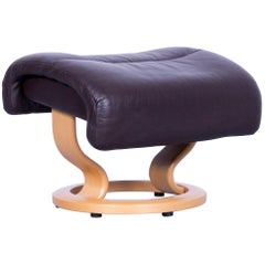 Ekornes Stressless Memphis Footstool Brown Leather Modern Footrest Designer Wood