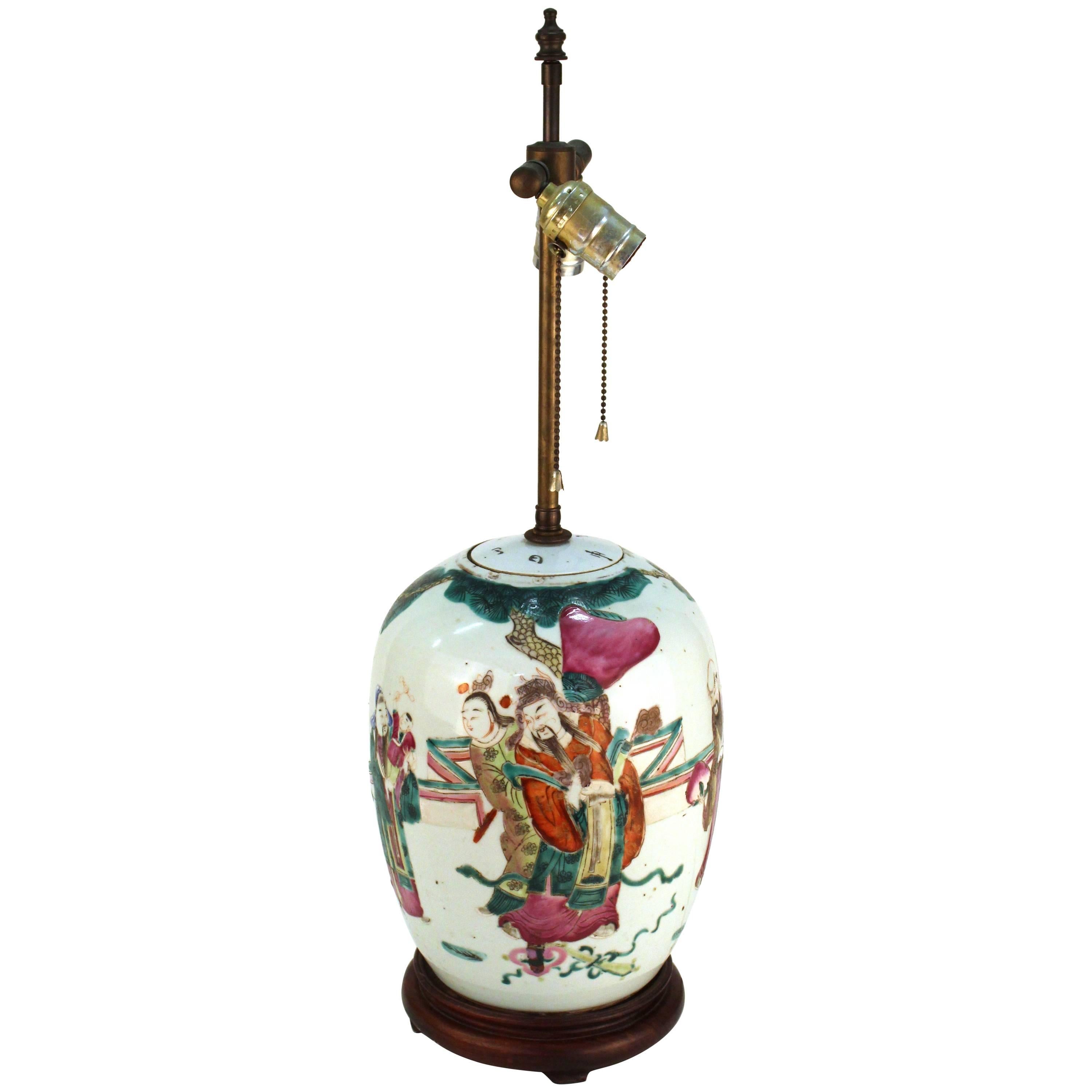 Chinese Famille Rose Porcelain Jar Table Lamp
