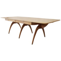 Heywood Wakefield Table à manger Wishbone à rallonge moderne du milieu du siècle dernier