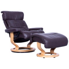 Ekornes Stressless Memphis Armchair Set Brown Leather Modern Recliner Chair