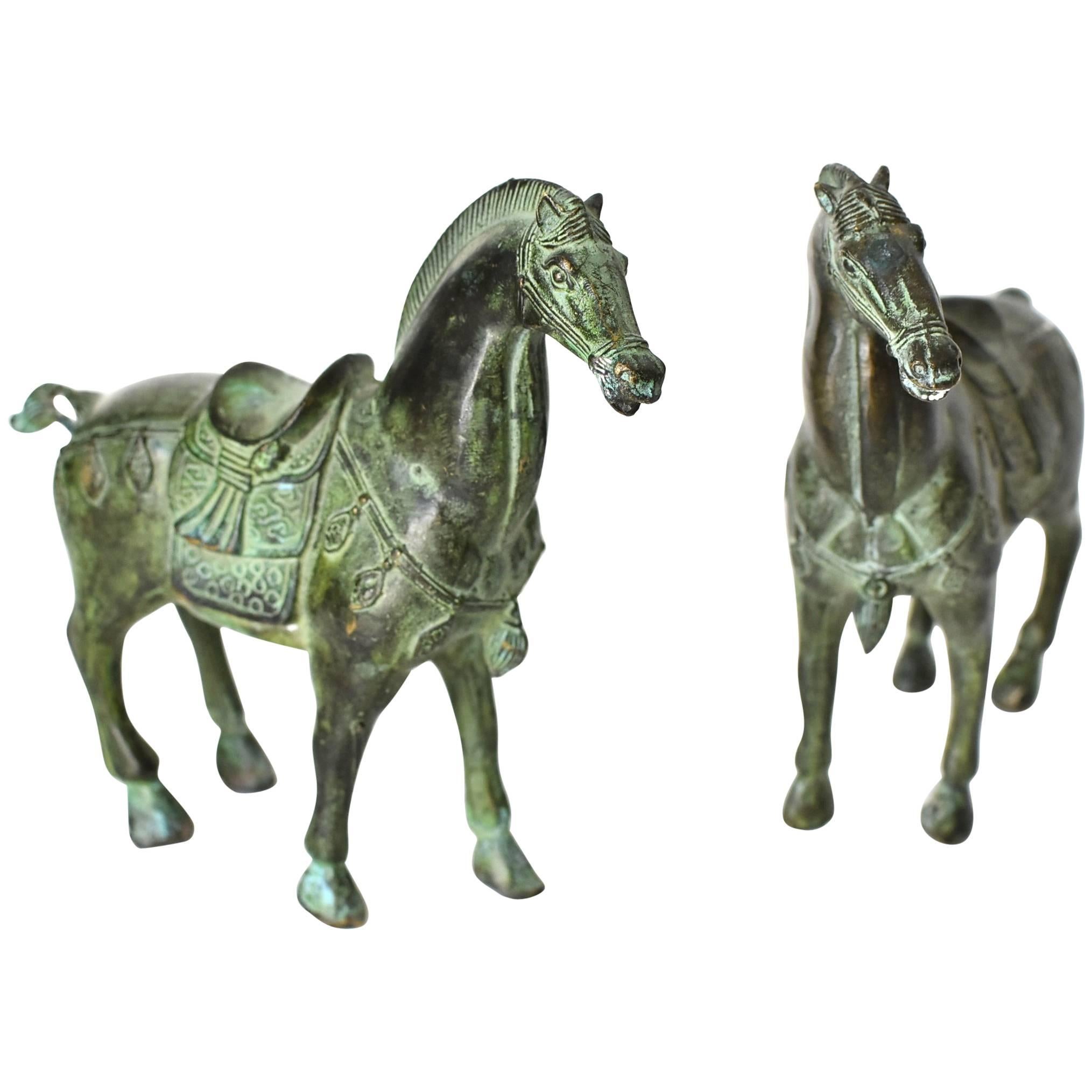 Pair of Bronze Horse Sculptures