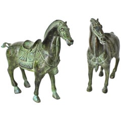 Pair of Bronze Horse Sculptures