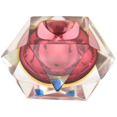 Italian Murano Faceted Sommerso Bowl