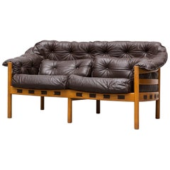 Vintage Arne Norell Style Leather Love Seat