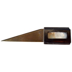Vintage French Leather Letter Opener with Built in Loupe