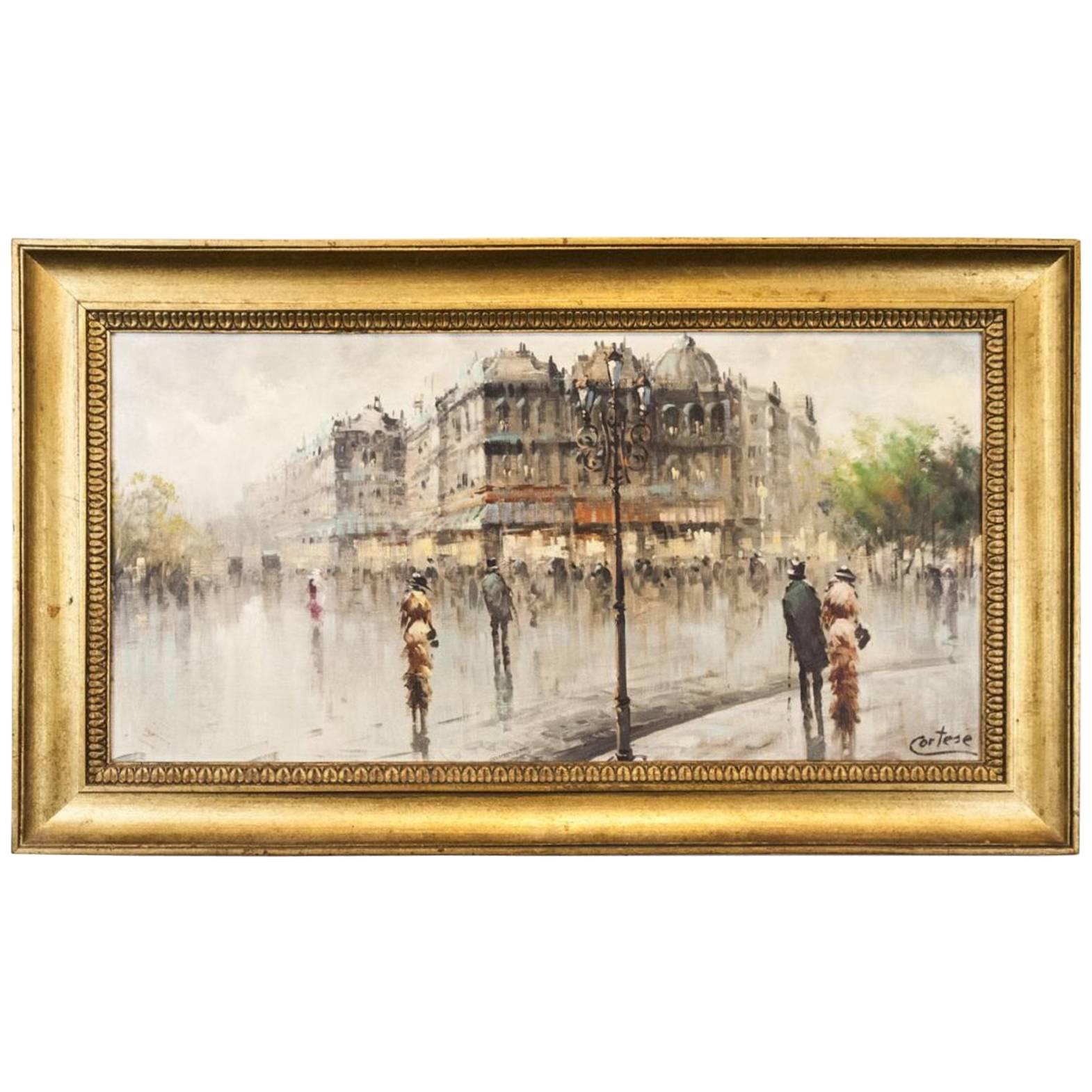 Oil on Canvas Paris Street Scene