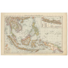 Antique Map of Siam, Java and the Malay Archipelago, 1895