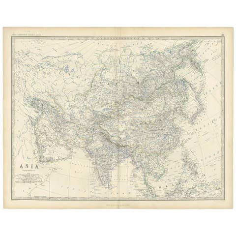 Antique Map of Asia by K. Johnston, circa 1879