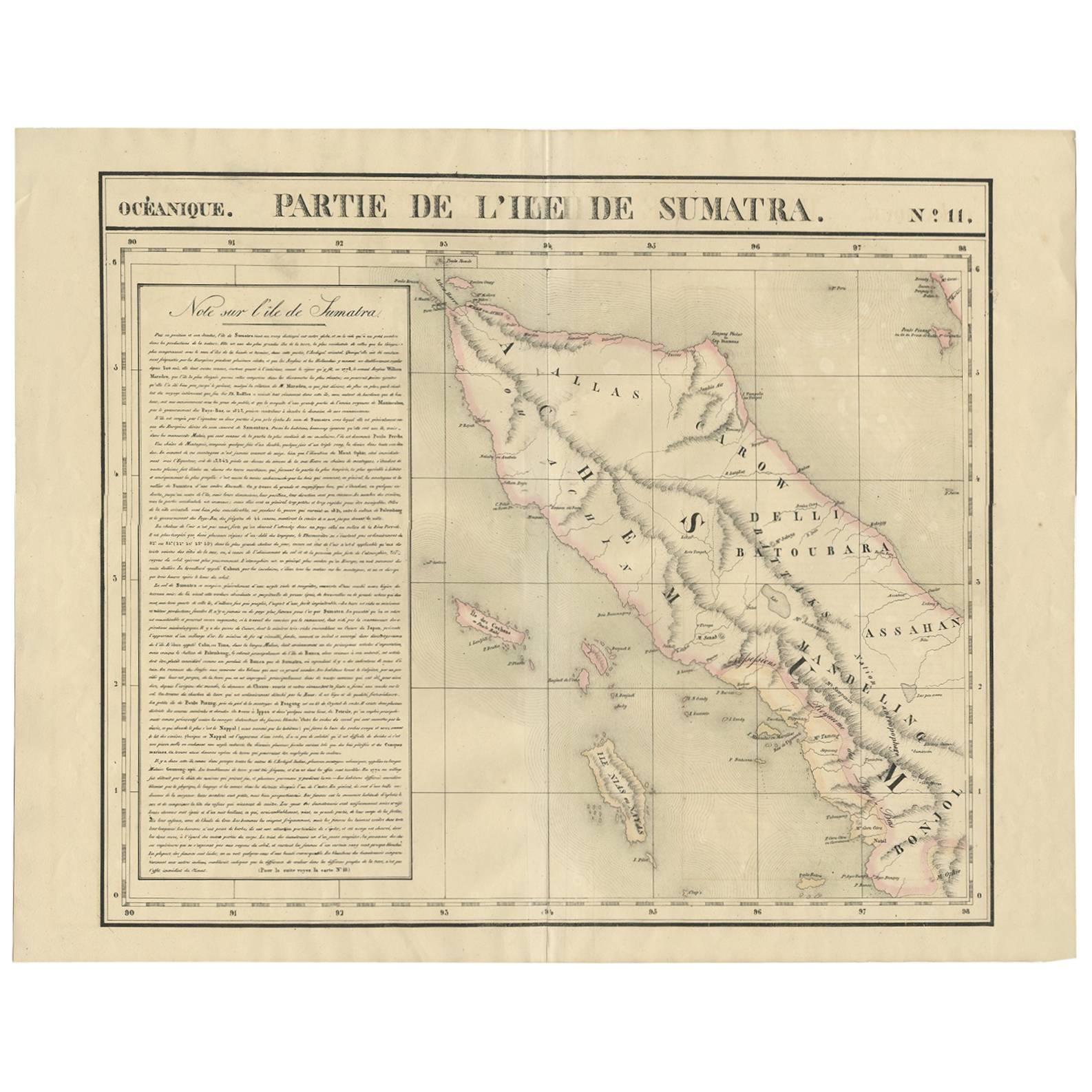 Antique Map of North Sumatra by P.M.G. Vandermaelen, 1827