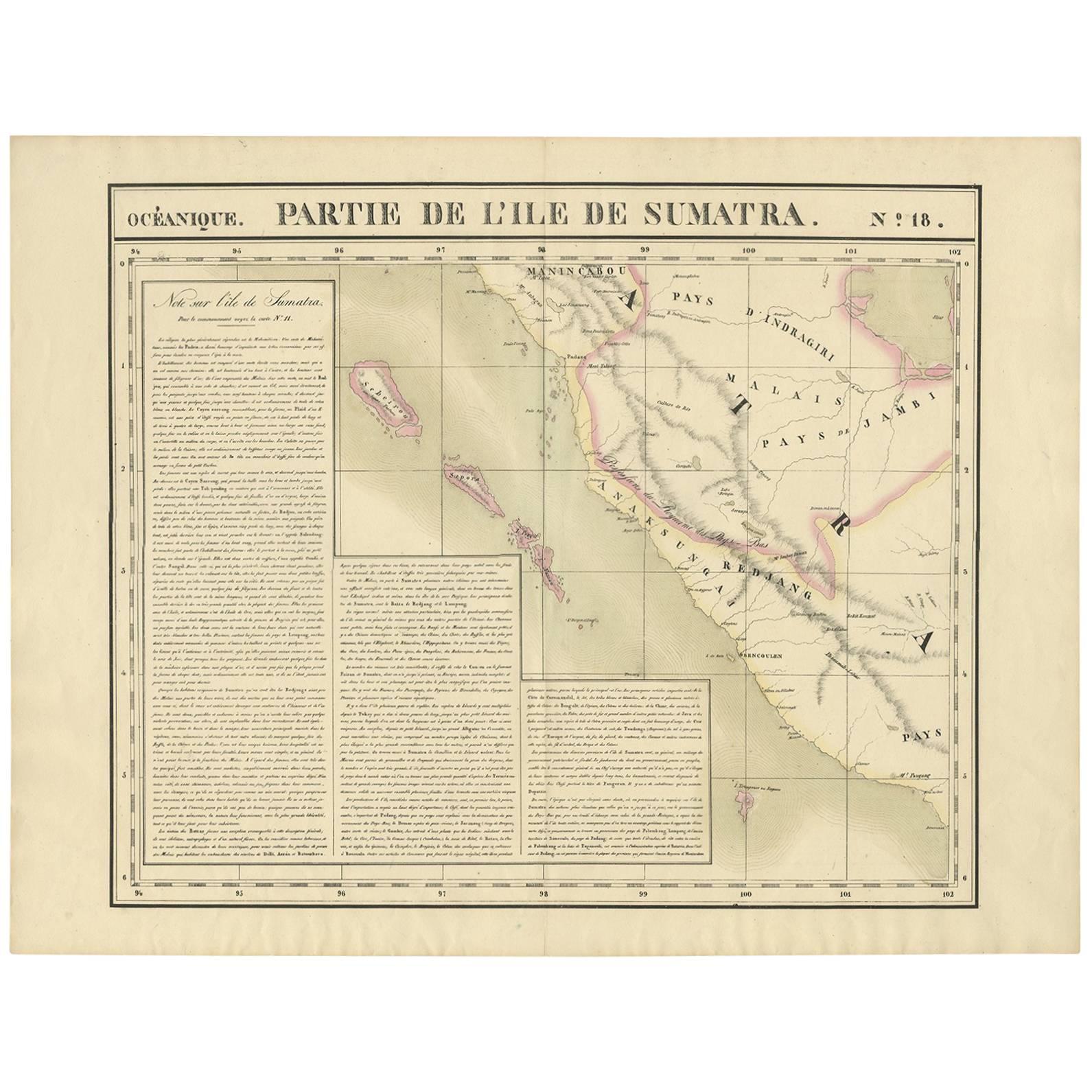 Antique Map of West Sumatra by P.M.G. Vandermaelen, 1827