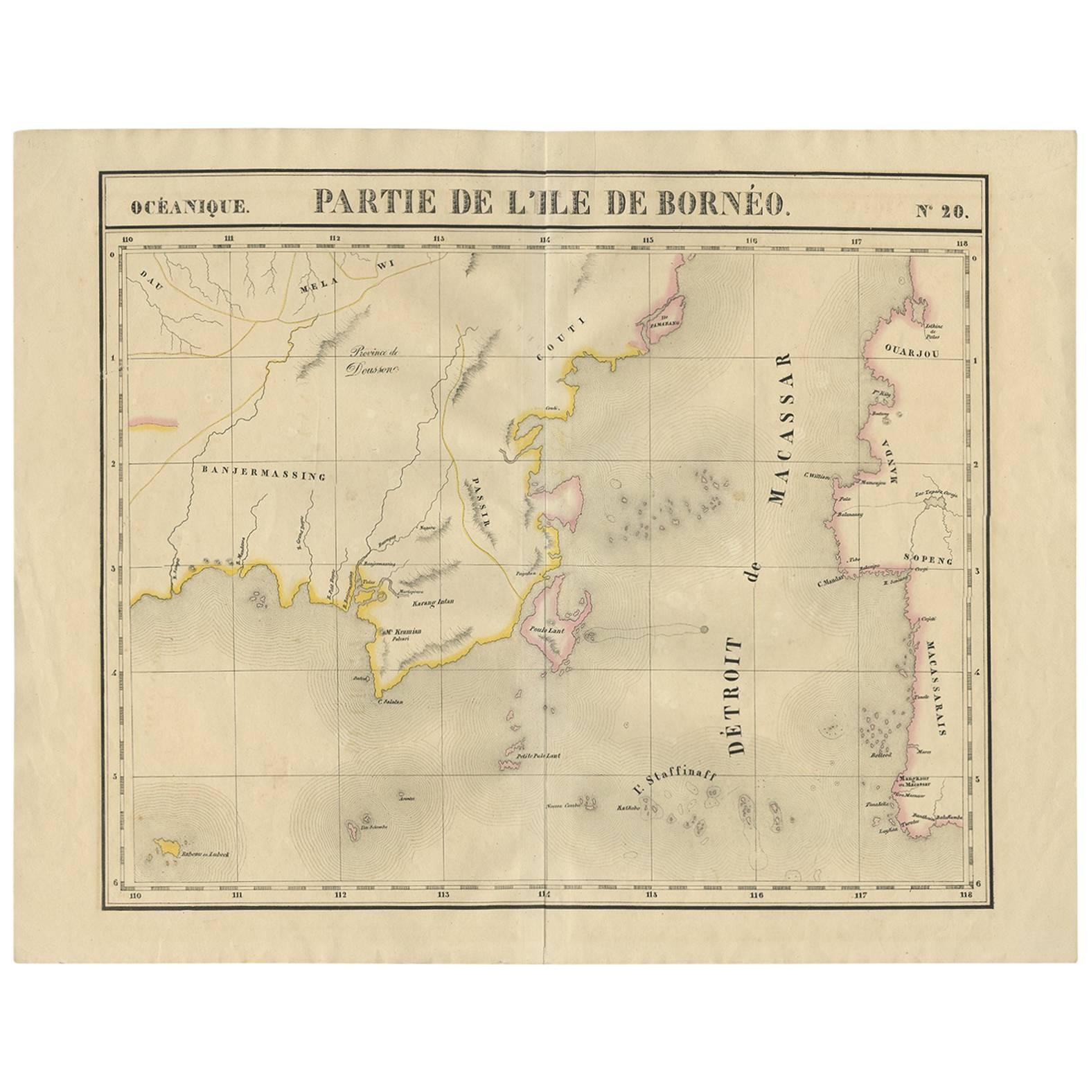 Antique Map of Southeast Borneo by P.M.G. Vandermaelen, 1827 For Sale