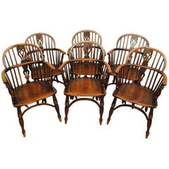 Superb Set of Six Matching Yew Tree Windsor Armchairs
