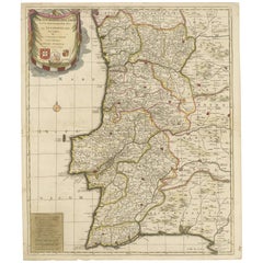 Antike Karte von Portugal von P. Schenk, um 1700