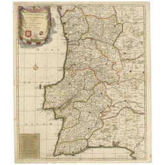 Carte ancienne du Portugal par P. Schenk, datant d'environ 1700