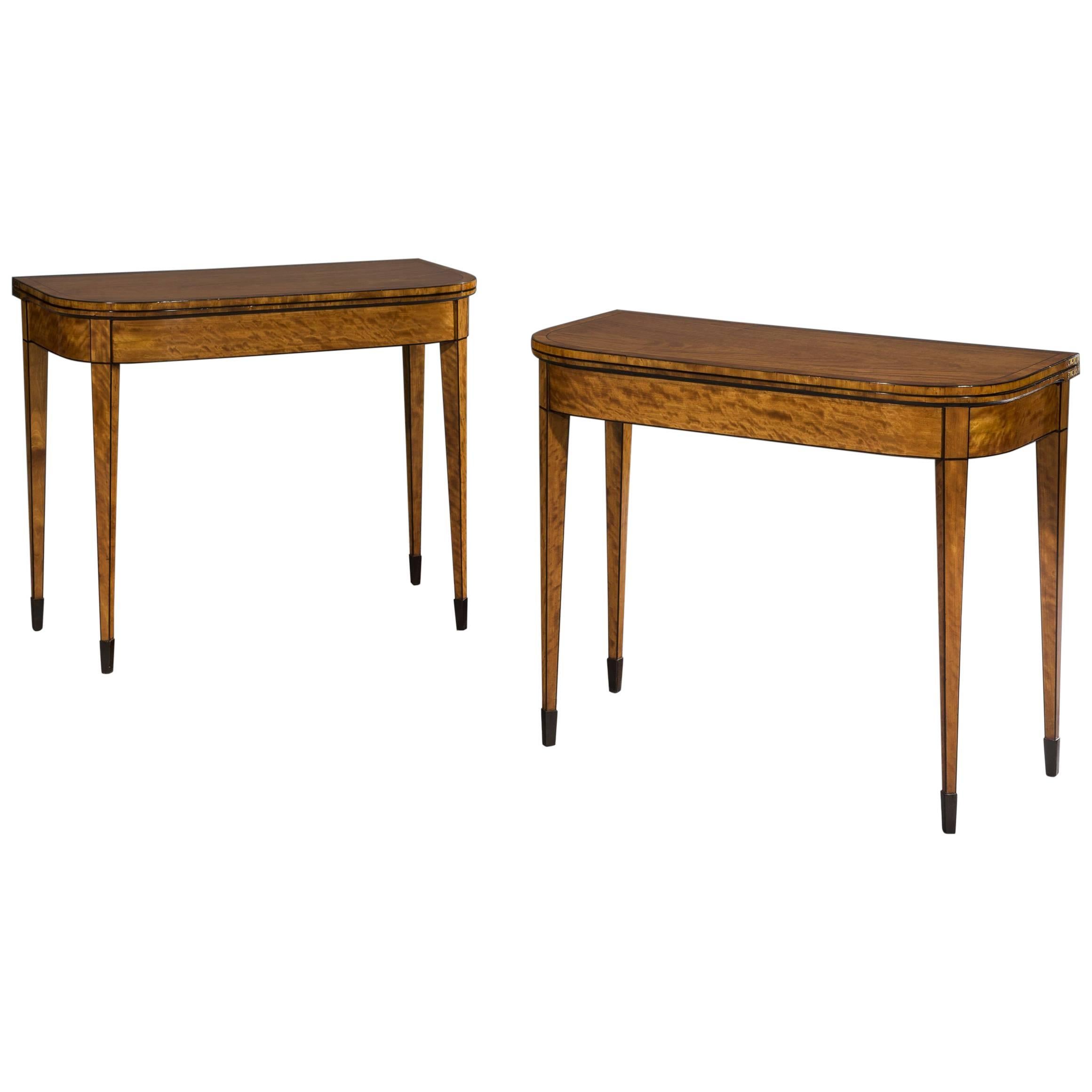 Pair of Early 19th Century Regency Period Satinwood Inlaid Card Tables For Sale