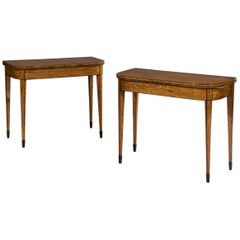 Pair of Early 19th Century Regency Period Satinwood Inlaid Card Tables