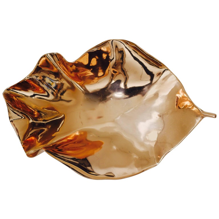 Smooth Polished Large Cast Bronze Leaf For Sale at 1stDibs
