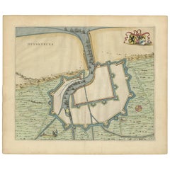 Antique Map of Dunkirk 'France' by J. Blaeu, 1649