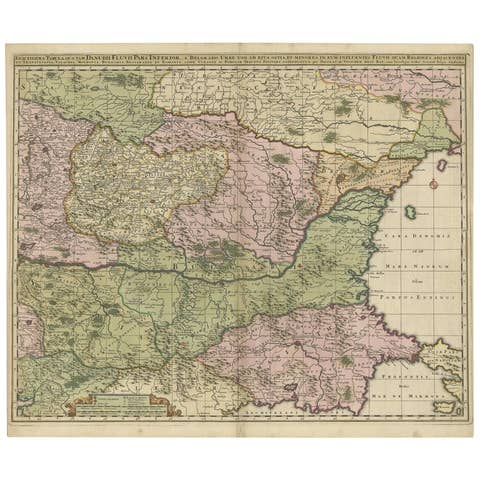 Antique Map of Ukraine, Bulgaria, Romania, Servia by N. Visscher, circa 1700