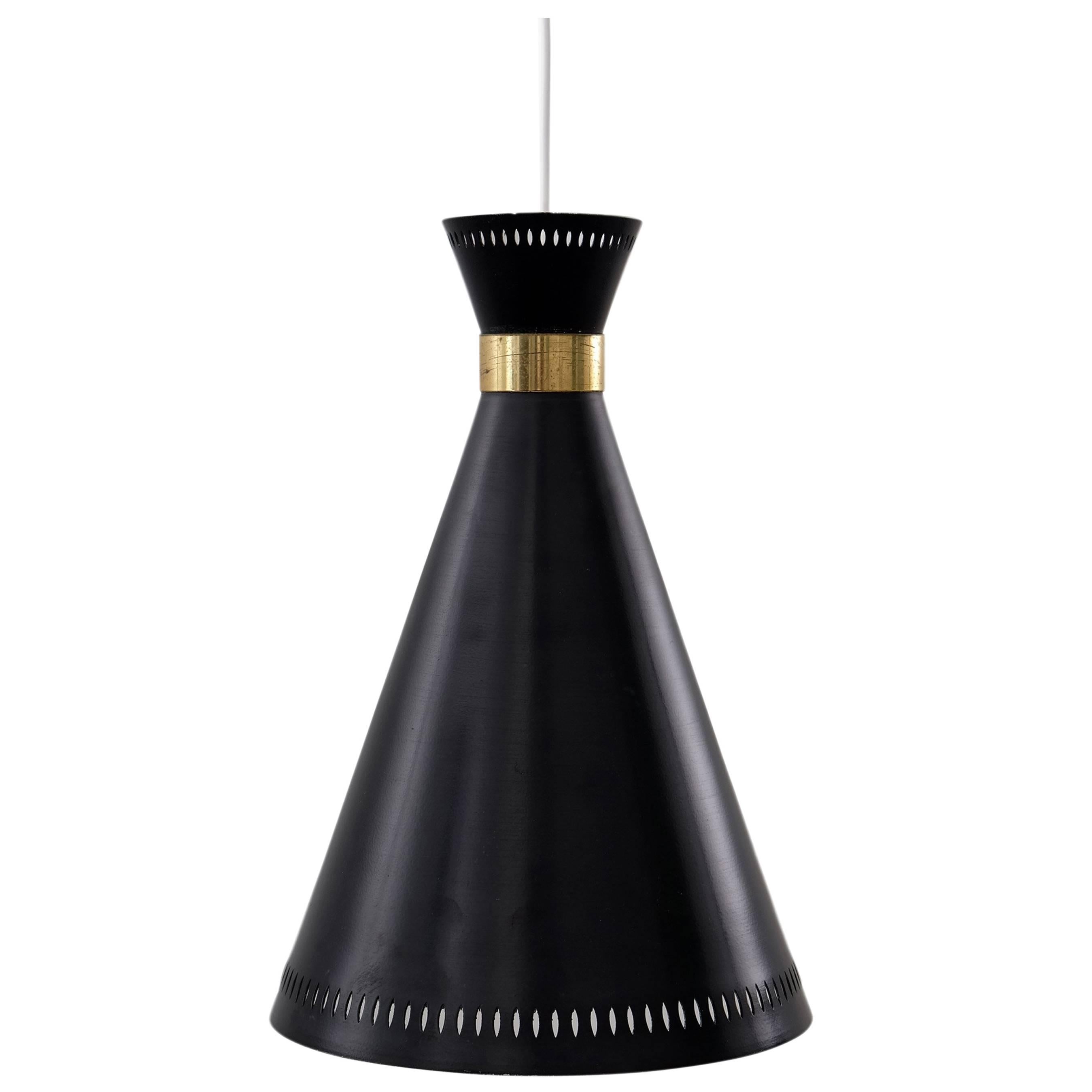 1950s Black and Brass Pendant by Valinte, Finland