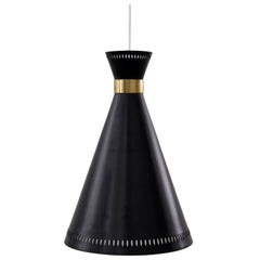 1950s Black and Brass Pendant by Valinte, Finland