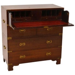 Vintage Mahogany Campaign Secretaire Chest of Drawers
