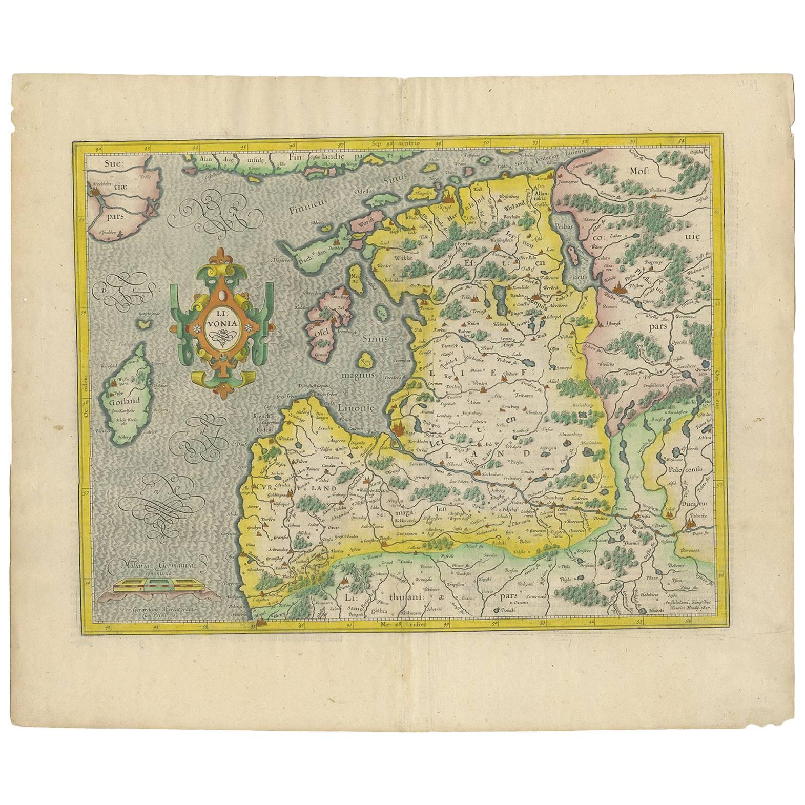 Antique Map of the northern Baltic region by H. Hondius, 1627