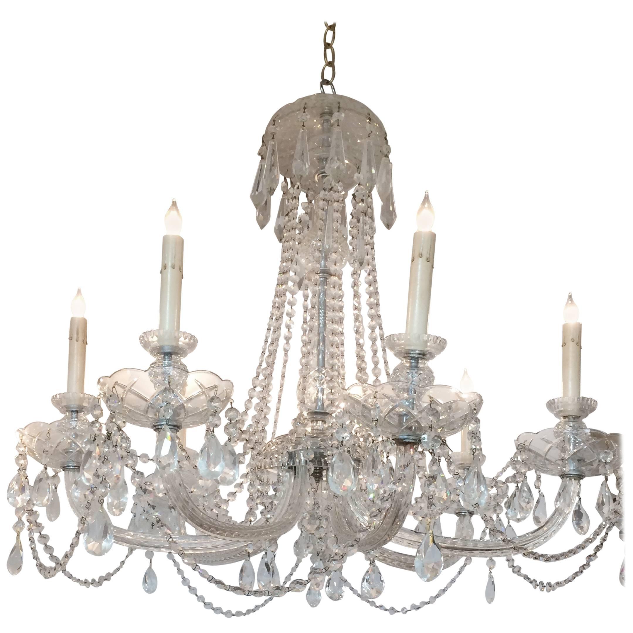 Luminous Large Eight-Arm French Crystal Chandelier