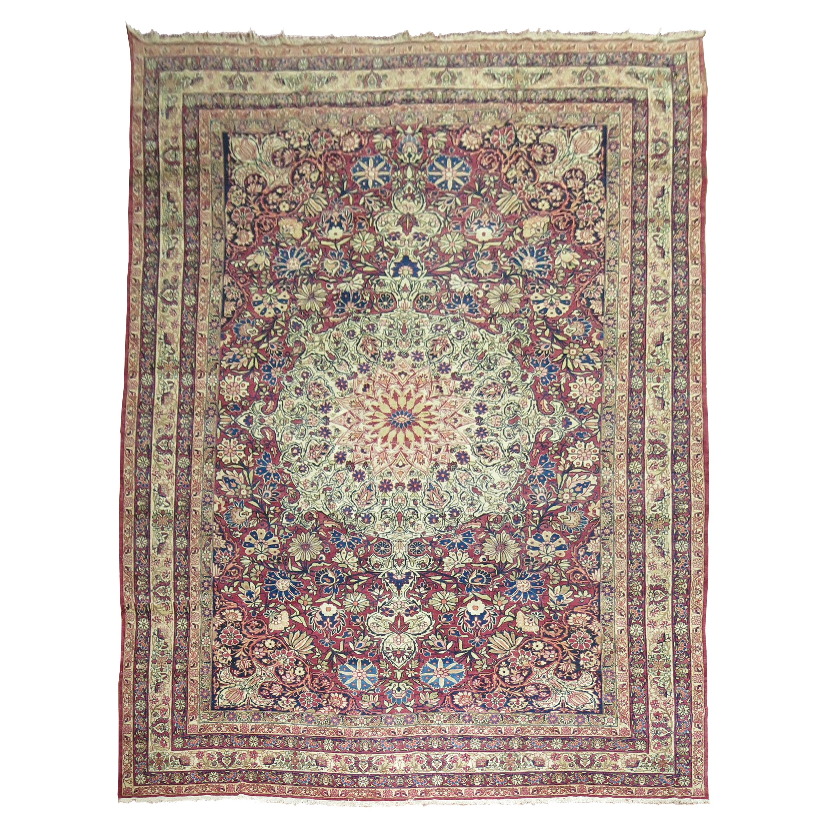 Zabihi Collection 19th Century Large Lavar Kirmanshah Antique Rug For Sale
