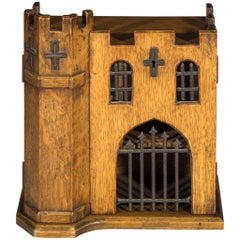 Antique Edwardian Two-Door Smoker's Cabinet in the Shape of a Castle