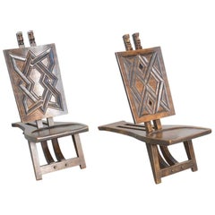 Nice Pair of Geometric African Chief Chairs