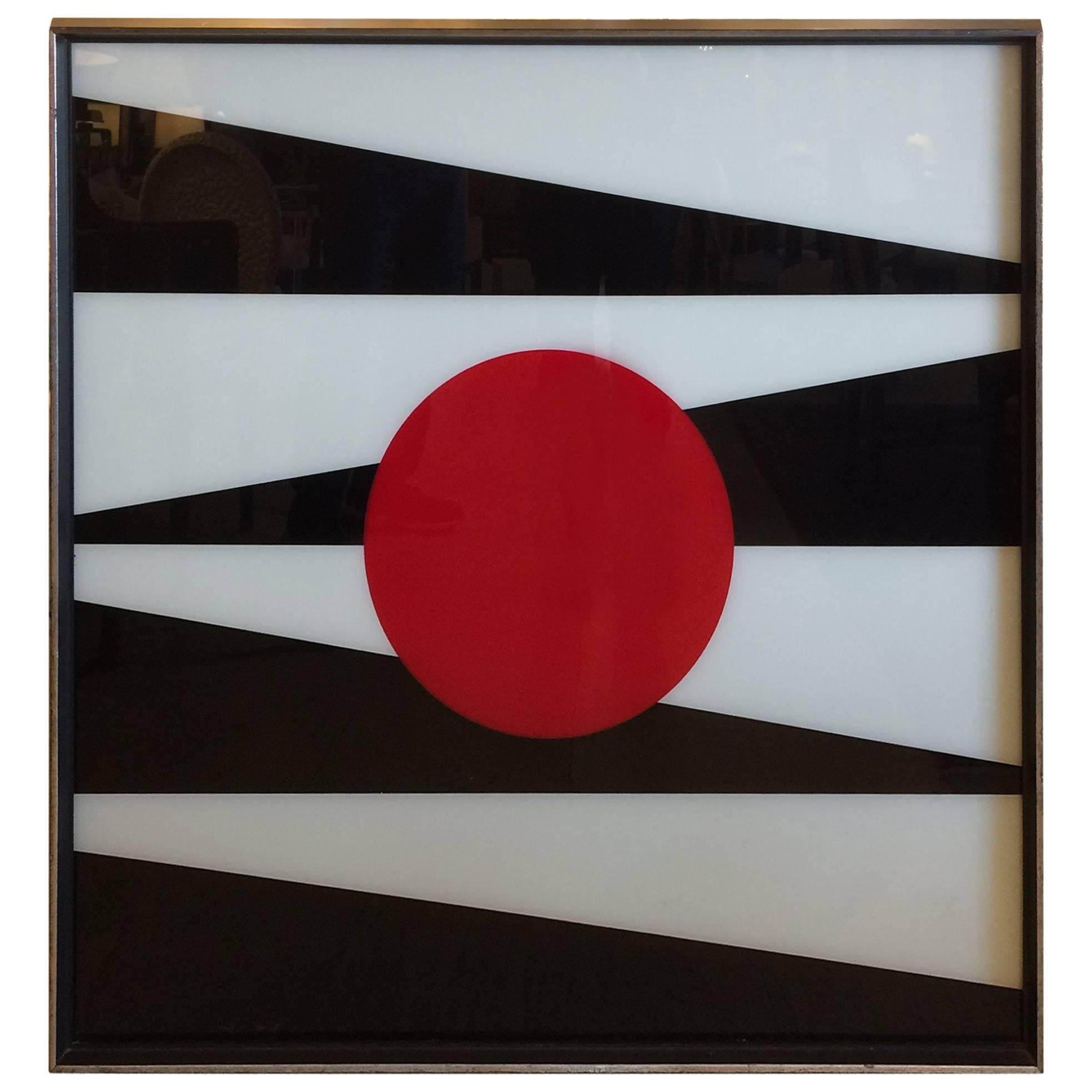 Super Cool Op Art Painting on Glass For Sale