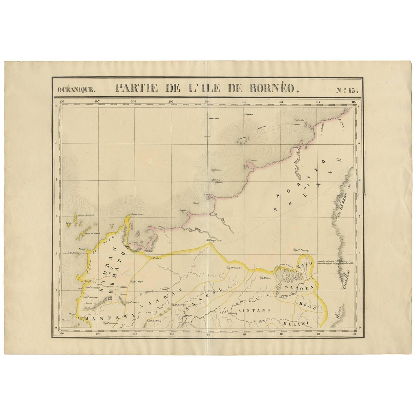 Carte ancienne de Borneo et de Malaisie par P.M.G. Vandermaelen, 1827