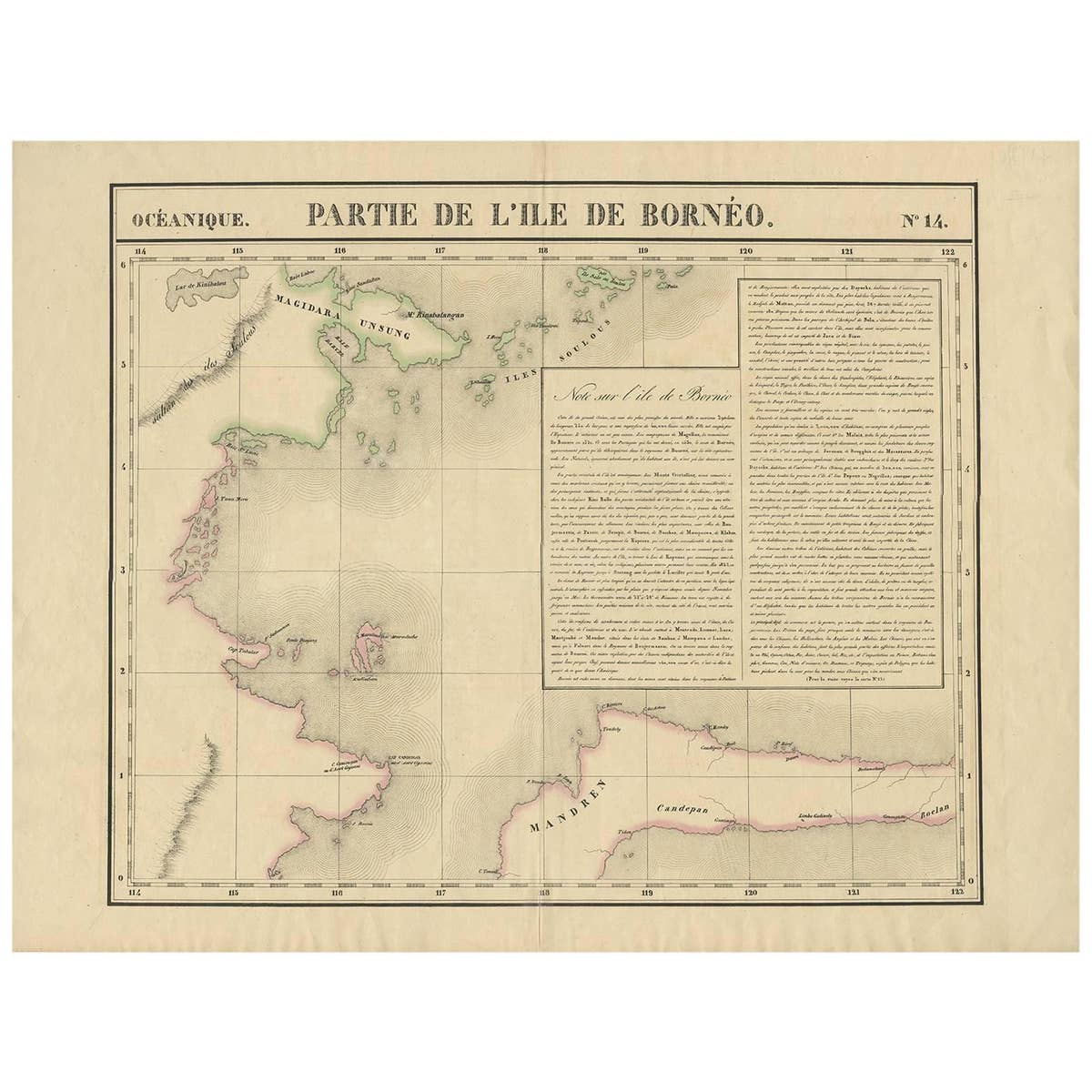 Antique Map of North East Borneo and North Sulawesi by P.M.G. Vandermaelen
