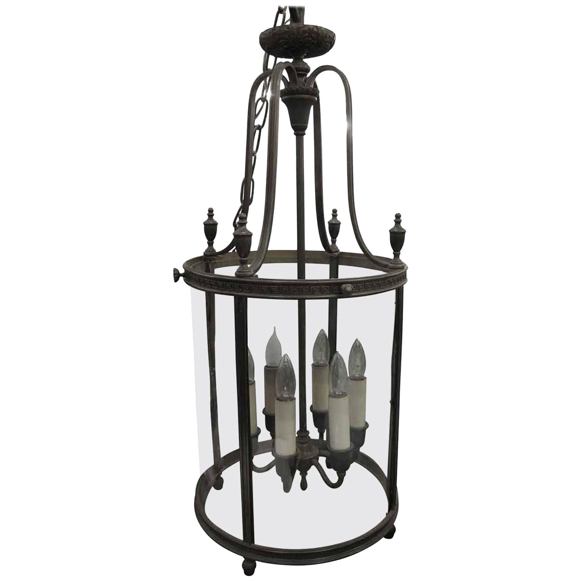 1910 Bronze 6 Light Pendant Lantern by EF Caldwell For Sale