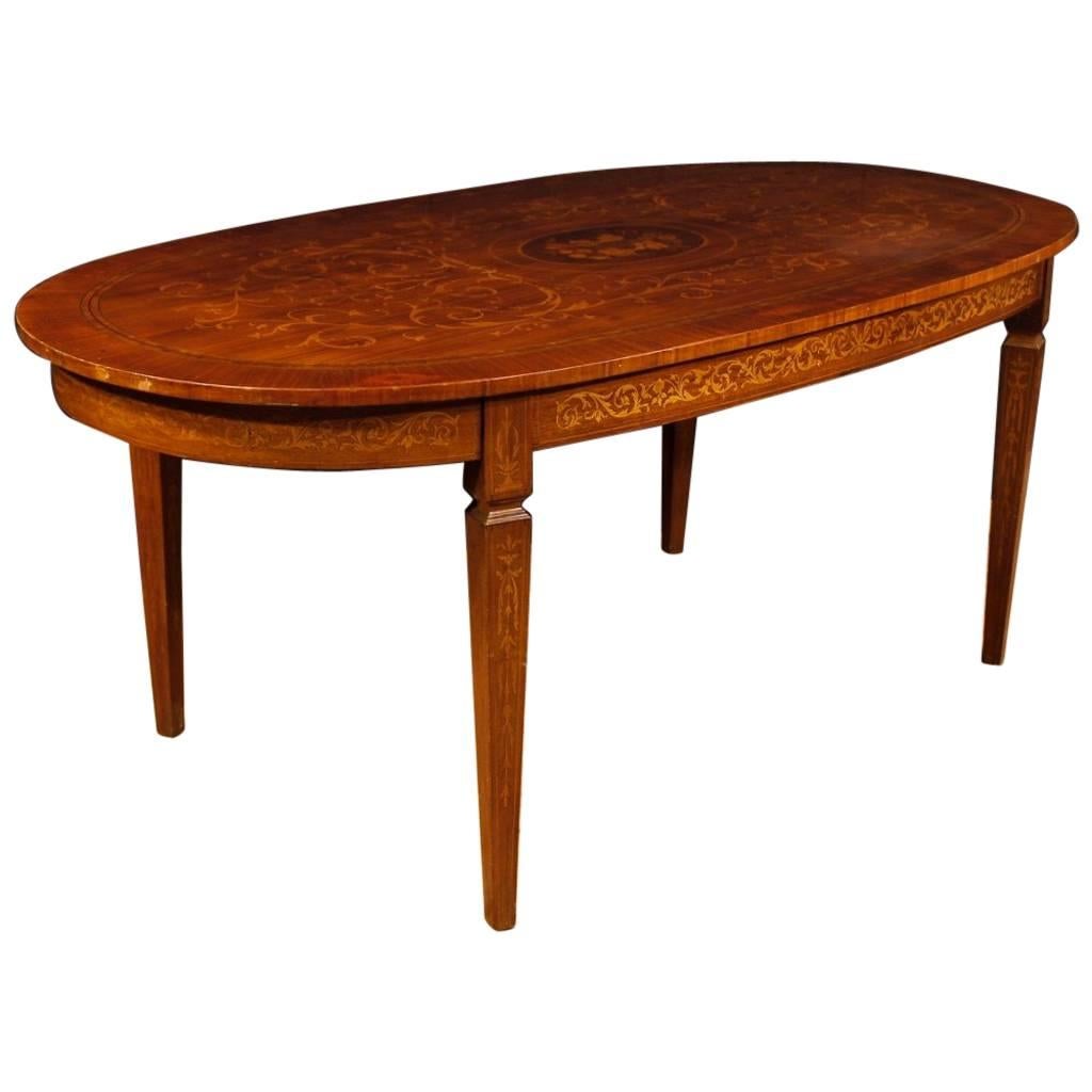 Italian Inlaid Dining Table in Wood in Louis XVI Style from 20th Century