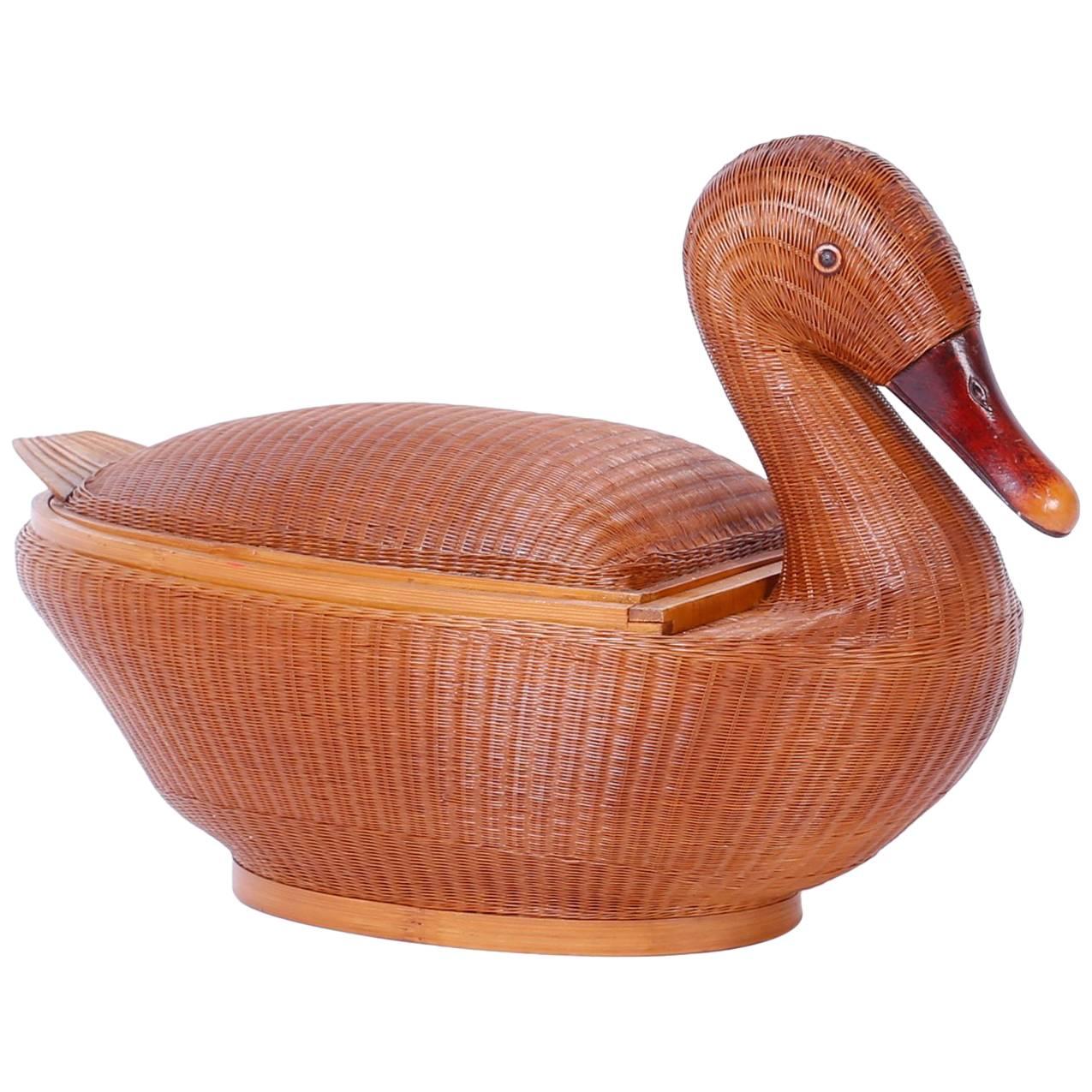 Caja de mimbre para patos