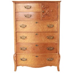 Early Widdicomb Furniture Co. Bird's-Eye Maple Highboy Dresser, circa 1900