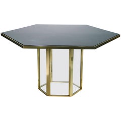 Romeo Rega Brass and Lacquer Dining Table, 1970s